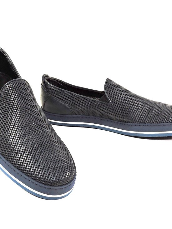 BALDININI ?? MEN\'S NAVY BLUE SOFT LEATHER COMFORT SUMMER FLAT LOAFERS